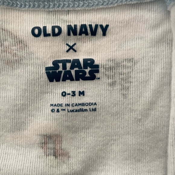 Star Wars x Old navy baby 0-3m one piece 2 way zip footed and fold over mittens - Picture 2 of 9